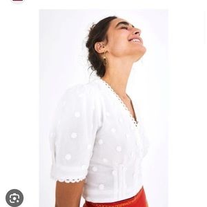 Farm Rio Puff Sleeve Crop Top with Daisy Details